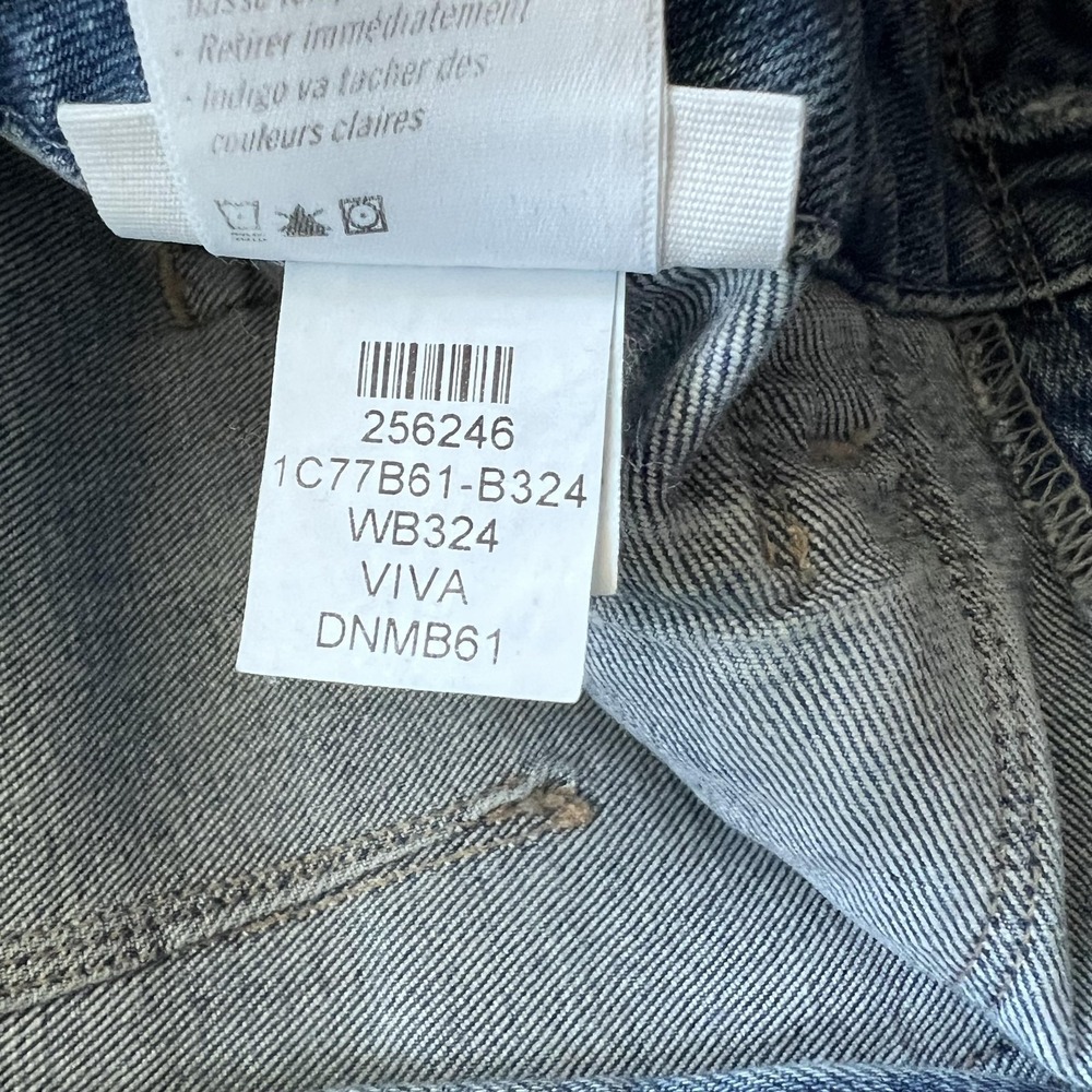 Paige Anessa 31" Viva High Rise Wide Leg Jeans Womens 28 Blue Raw Hem - Picture 9 of 16